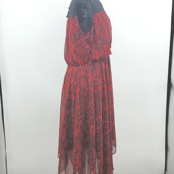 City Chic Red Black Embroidered Chiffon Dress XS - Picture 12 of 16